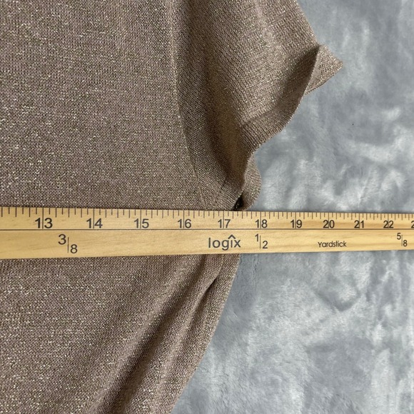 Zara Knit Metallic Wrap Dress Womens M Gold Sparkly‎ Party Holiday Knee Length - Picture 6 of 8